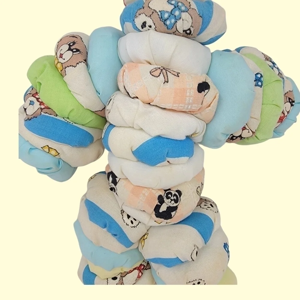 Yoyo Clown Rag Doll Fabric vintage cloth Handmade Toy 15” Rustic Folk Art T55